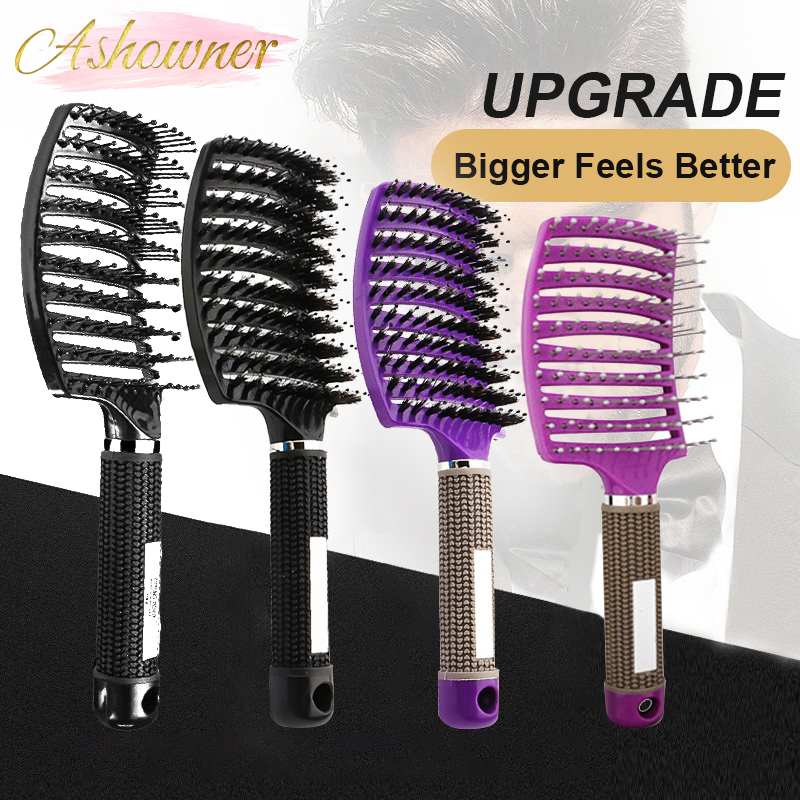 Hair Brush Hair Comb Detangling Hair Brush Bristle&Nylon Women Wet Massage Comb Curly Hairdressing Salon Styling Tools