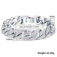 14MM 3 Rows Cz Miami Cuban Link Chain Necklace Iced Out Bling Zircon Cuban Choker Necklace Women Men Hip Hop Jewelry