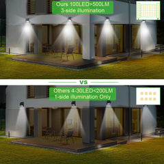 1/2/4PCS New Solar Lights Outdoor Wall Lamp PIR Motion Sensor 100LED Solar Powered Sunlight Street Light for Garden Courtyard