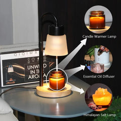 Candle Warmer Lamp with Essential Oil Diffuser, Adjustable Height,Timer & Dimmer,Vintage Electric Wax Warmer for Scented Candles