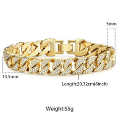 14MM 3 Rows Cz Miami Cuban Link Chain Necklace Iced Out Bling Zircon Cuban Choker Necklace Women Men Hip Hop Jewelry