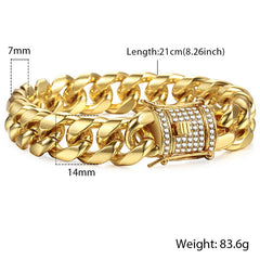 14MM 3 Rows Cz Miami Cuban Link Chain Necklace Iced Out Bling Zircon Cuban Choker Necklace Women Men Hip Hop Jewelry