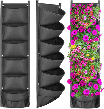 A95I-6 Pockets Garden Wall Hanging Planting Bags Vegetable Green Plant Grow Planter Black