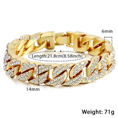 14MM 3 Rows Cz Miami Cuban Link Chain Necklace Iced Out Bling Zircon Cuban Choker Necklace Women Men Hip Hop Jewelry