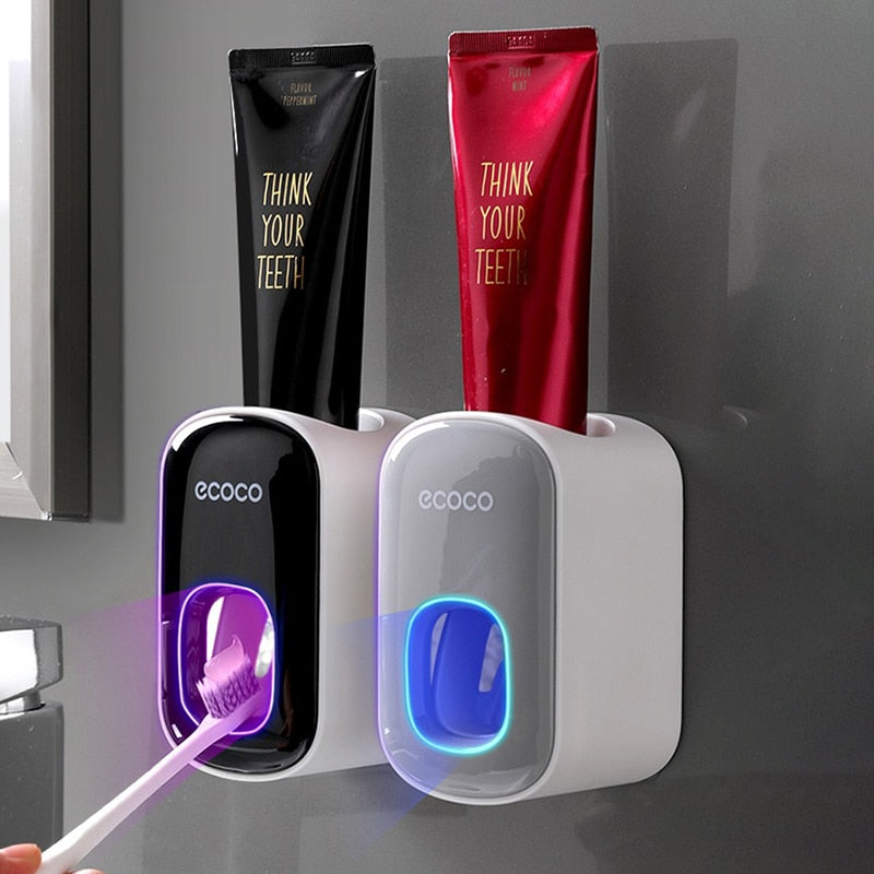 Smart Automatic Toothpaste Dispenser Set - One- Squeezing, Wall-Mounted Toothbrush Holder, Space-Saving Design - Perfect for  Ba